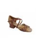 Туфли для бальных танцев на девочку Club Dance: Б-2 коричневая кожа + блестки