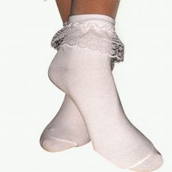 Шкарпетки білі бавовняні з рюшів для бальних танців