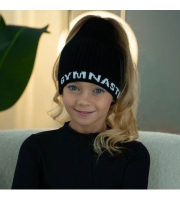 Шапка з отвором для гульки Gymnastics Чорна з білим