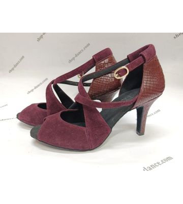Соціальне взуття GALEX - Мерседес замш бургунді + шкіра змія