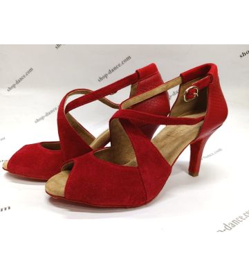 Соціальне взуття GALEX - Мерседес замш червоний + шкіра змія